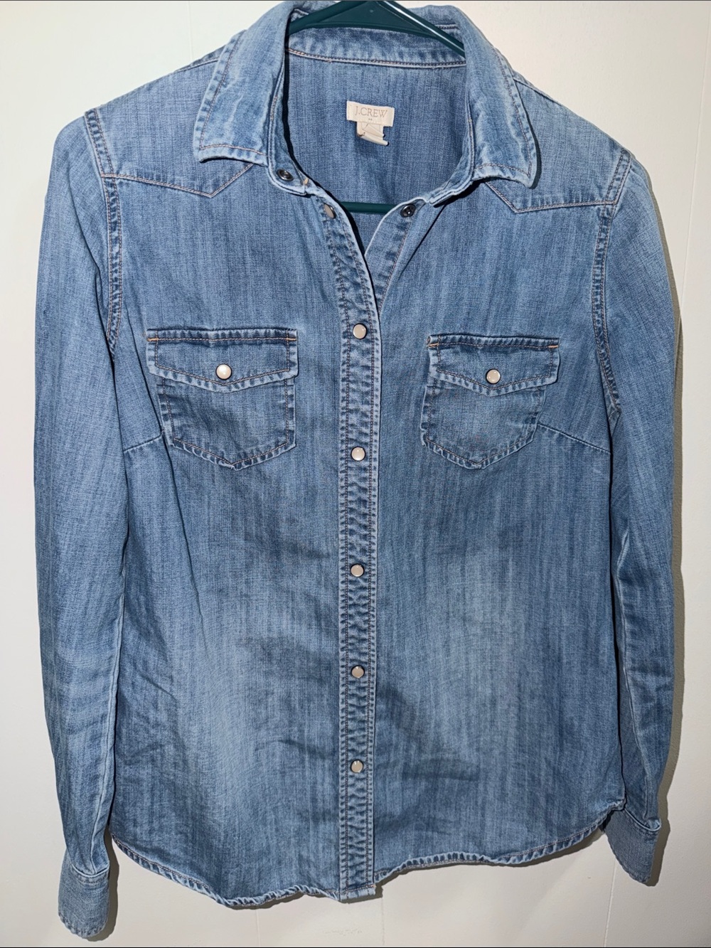 J.Crew Denim Western Pearl snap long-sleeve shirt women’s size Small